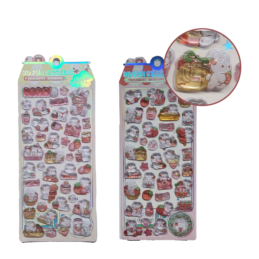 ついつい触りたくなる!ゆるかわキャラのぷっくりエポキシシール 4種(送料無料)
